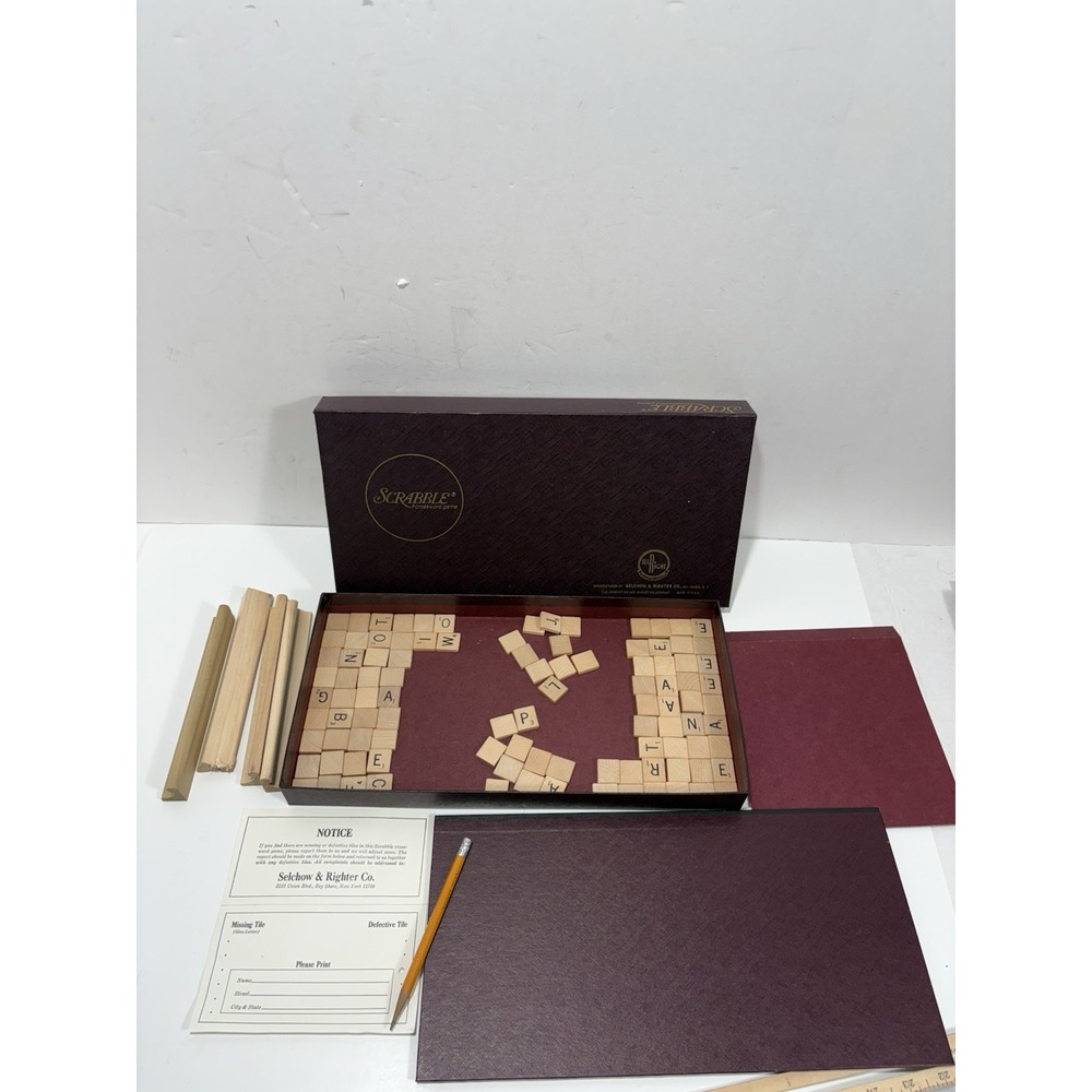 1948-1953 SCRABBLE Board Game Selchow & Righter Co.,‎ Complete 100 Wood Tiles